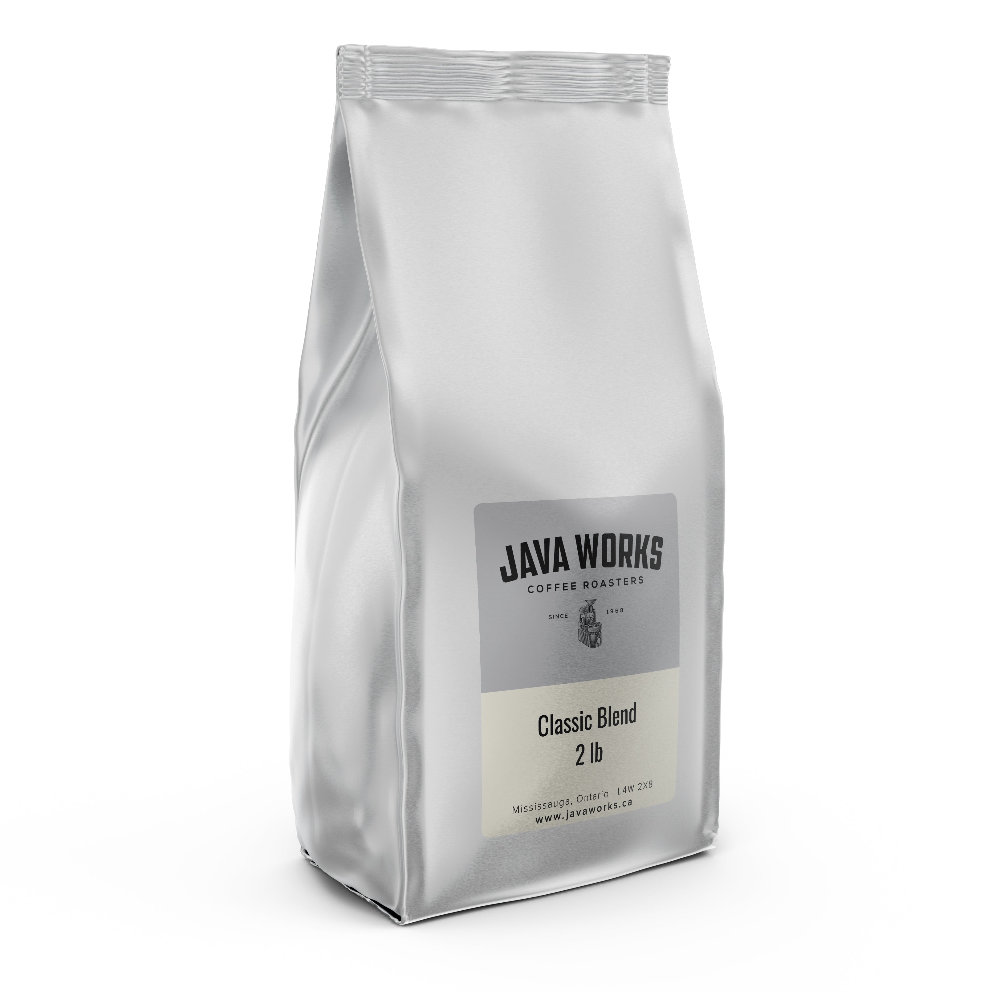 java works classic blend 2lb coffee on white background